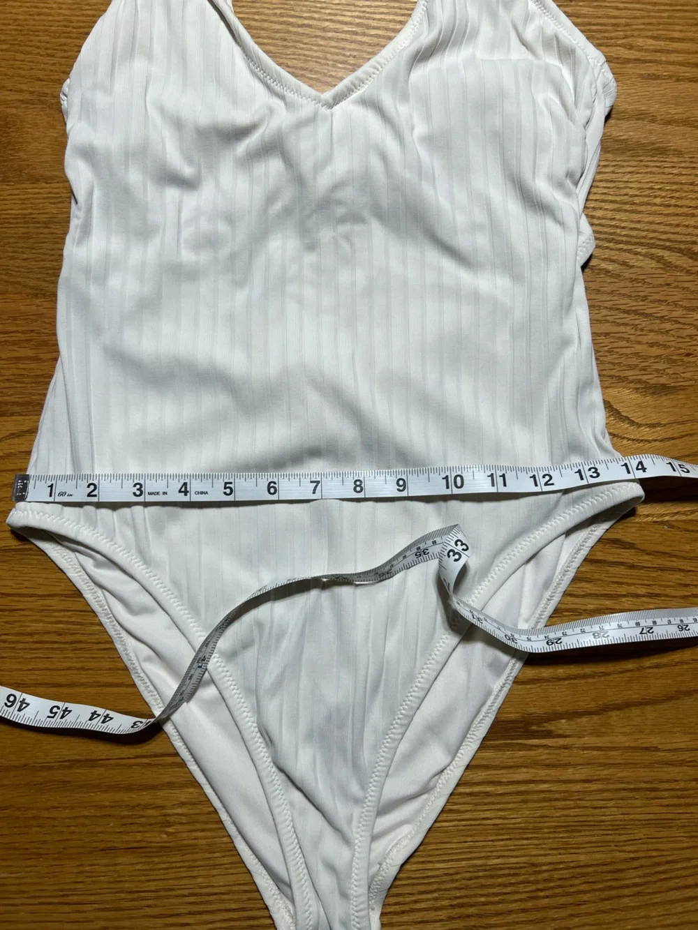 Women’s Shade & Shore Off White Ribbed Tie-Shoulder One-Piece Swimsuit Size S